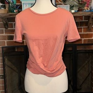 ZARA pink front knotted short sleeve shirt